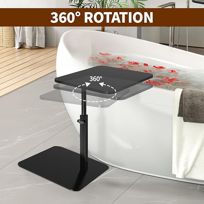 C Table for Sofa, C Table Adjustable Height, Living Room/Bedroom Small C Side, Tables for Small Spaces Table, Living Room Table, Bedroom Table, Bedside Table(Pine Wood) (Natural Color)