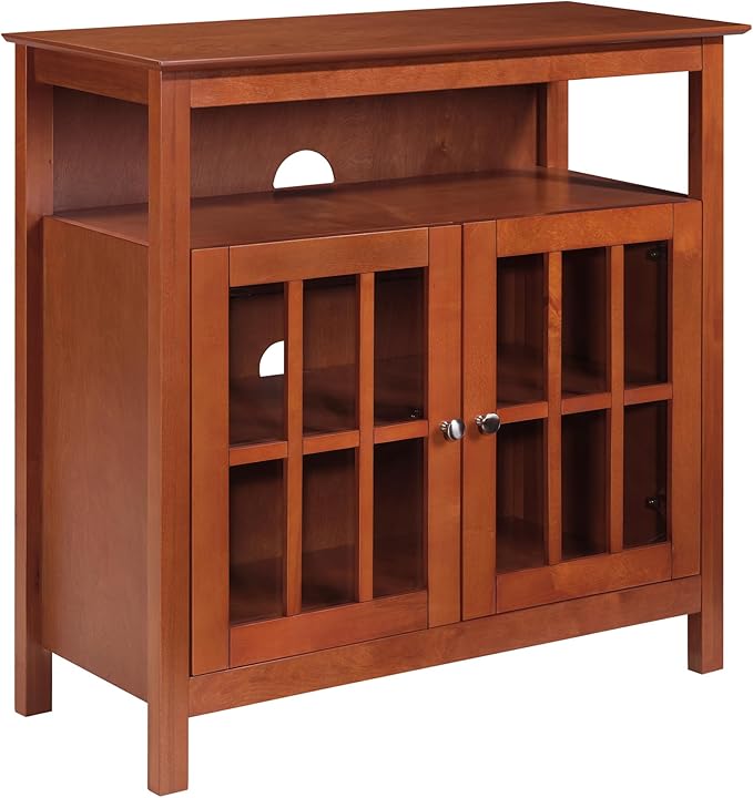 Convenience Concepts Big Sur Highboy Stand 36" Modern Entertainment Center for TVs up to 40", Storage Cabinet for Dining, Living, & Family Room, Console Hall Table with Shelves, unspecified, Cherry