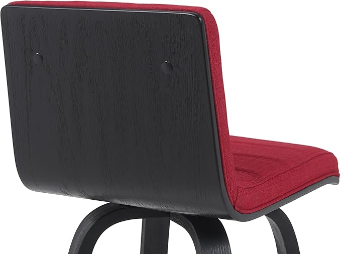 Vienna Modern Counter Height Swivel Bar Stool with Red Upholstered Seat and Brushed Wood Frame Set of 4