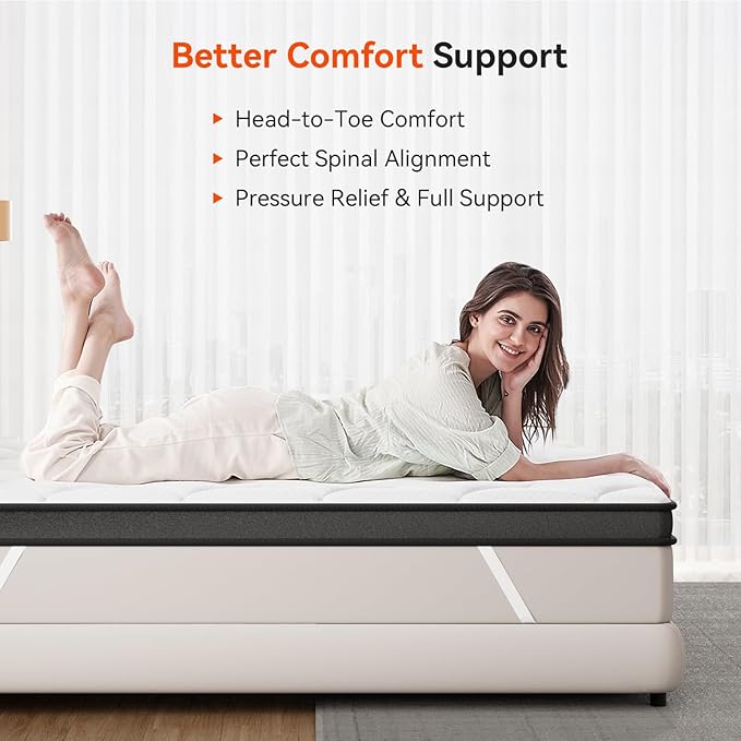 ELEMUSE 3 Inch King Size Memory Foam Mattress Topper, High Density Gel Foam Bed Toppers with Cooling Pillowtop for Back Pain Relief, Medium Firm Mattress Pad for Comfort Body Support