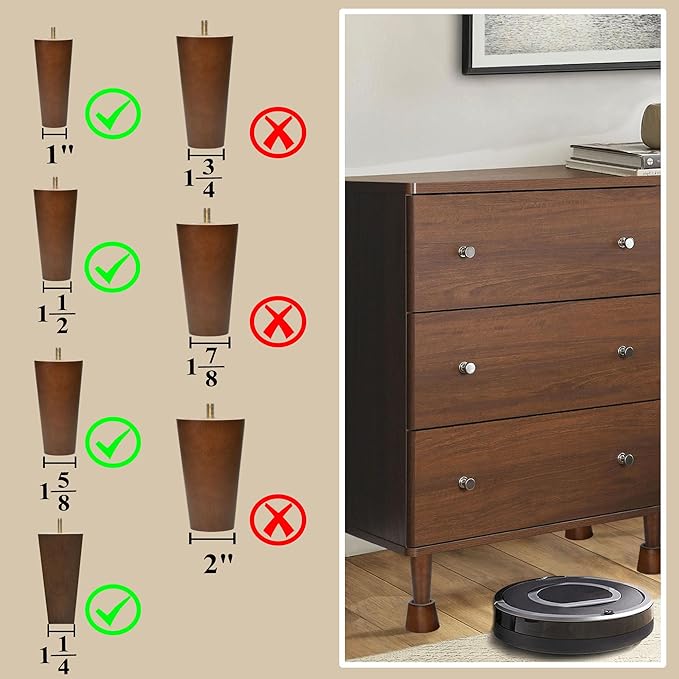 Sopicoz Wooden Furniture Risers 2 Inch Tapered Bed Risers Set of 6, Heavy Duty Wood Bed Lifts Risers for Table, Sofa, Couch, Desk, Dresser