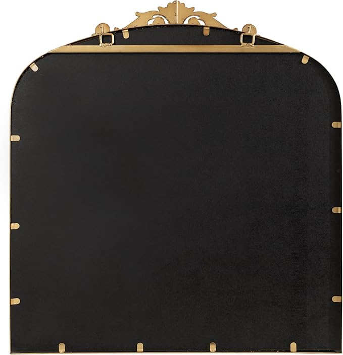 Kate and Laurel Arendahl Ornate Traditional Square Arched Mirror; 28 x 30; Antique Gold; Decorative Baroque Style Arch Vintage Mirror with Wide Frame and Ornamental Crown