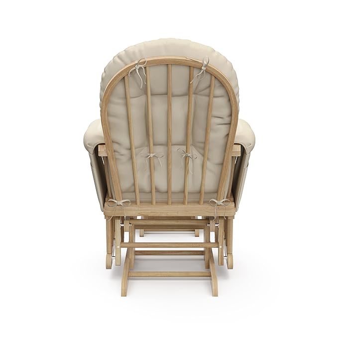 Storkcraft Premium Hoop Glider & Ottoman (Natural/Beige) — GREENGUARD Gold Certified Nursery Glider, Solid Wood Craftsmanship, Smooth-Gliding Nursery Chair and Ottoman, Award-Winning