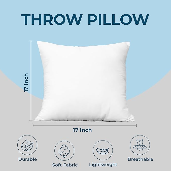 Utopia Bedding Throw Pillows (Set of 4, White), 17 x 17 Inches Pillows for Sofa, Bed and Couch Decorative Stuffer Pillow