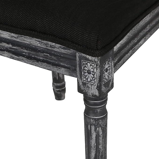 Merax Upholstered Solid Wood Dining Chairs Set of 2, French Country Style Accent Side Seating Furniture for Kitchen, Living Room, Wicker Back, Black