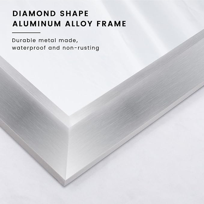 Amorho 48X36 Inch Bathroom Mirror Silver, Thick Metal Framed Wall Mirrors for Over Sink, Brushed Nickel Mirror Perfect for Bedroom, Living Room, Entryway, Rectangle (Horizontal/Vertical).