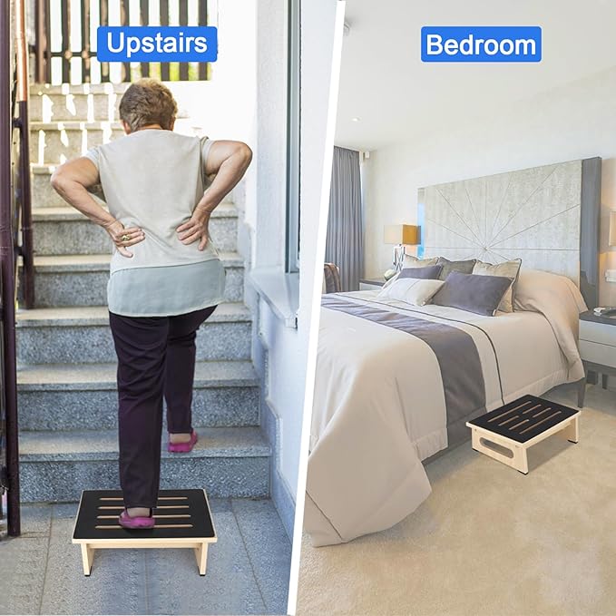 One Step Stool for Adults Seniors with Non-Slip Rubber Stepping Feet, Heavy Duty Platform Step Stools, 5.5 in Portable Bed Steps for High Beds for Bathroom, Bedroom, Kitchen & Bedside Kids Support