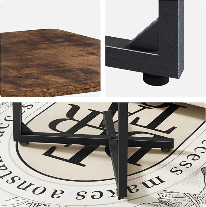 NEFROM C-Shaped End Table, Small Side Table for Couch, Sofa TV Tray Table for Living Room, Bedroom, Bedside ET-X-BRW1