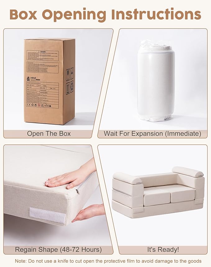 ROBUD Kids Couch, Beige Modular Kids Play Couch, DIY-Style & Washable Toddler Sofa for Playroom, Bedroom, Nursery, WG411