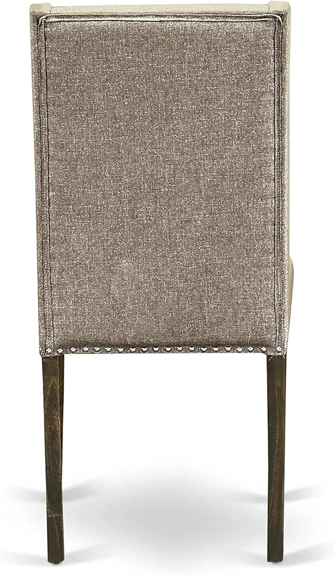 East West Furniture X727FL716-6 6 Piece Dining Set Contains a Rectangle Dining Room Table with X-Legs and 4 Dark Khaki Linen Fabric Parson Chairs with a Bench, 40x72 Inch, Multi-Color