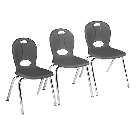 Learniture LNT-116-CSW-GT Learniture Structure Series School Chairs for Classroom, 16" Seat Height, Graphite, Pack of 4
