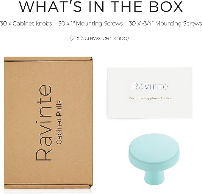 Ravinte 30 Pack Drawer Pulls 1-1/4 Inch Kitchen Cabinet Knobs Solid Round Dresser Drawer Knobs Green Dresser Knobs Drawer Knobs Simple Cabinet Hardware for Cupboard Drawer Pulls