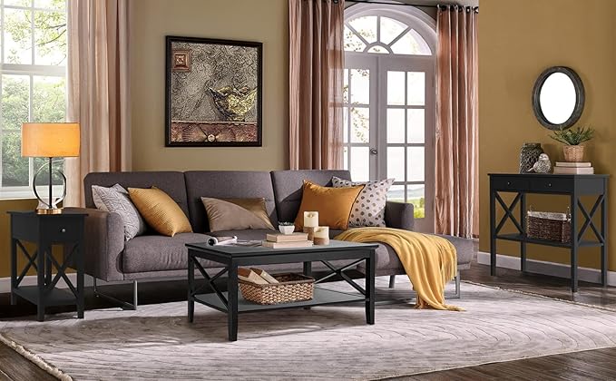 ChooChoo End Table, MDF Material Flip Top Narrow End Table with Drawer, Accent Small Side Table Nightstand for Living Room, Bedroom, and Small Spaces - Black