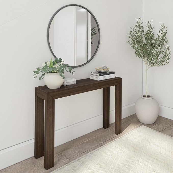 Plank+Beam Modern Solid Wood Console Table, 46.25 Inch, Sofa Table, Narrow Entryway Table for Hallway, Behind The Couch, Living Room, Foyer, Easy Assembly, Walnut
