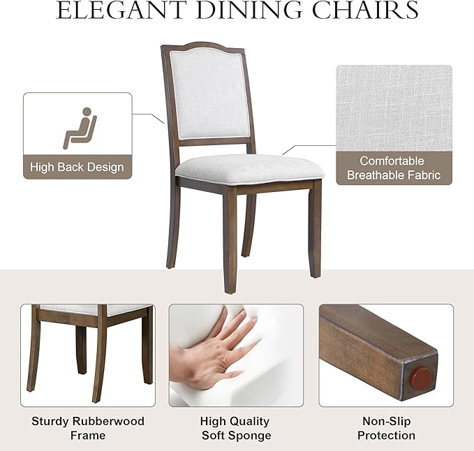 Ball & Cast Dining Table Set for 6,60" to 78" Extendable Wood Dining Table with Removable Leaf,6-Piece Kitchen Table Set W/ 4 Upholstered Chair and 1 Bench,for Dining Room,Kitchen,Restaurant,Brown