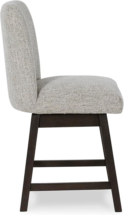 Signature Design by Ashley Burkhaus Urban Counter Height Upholstered Swivel Bar Stool with Footrest, Set of 2, Beige & Dark Brown