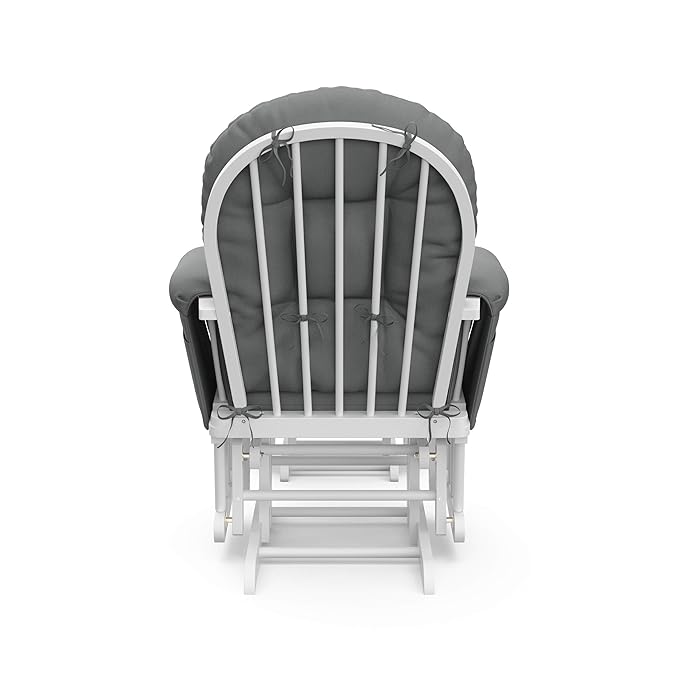 Storkcraft Premium Hoop Glider & Ottoman (White/Gray) — GREENGUARD Gold Certified Nursery Glider, Solid Wood Craftsmanship, Smooth-Gliding Nursery Chair and Ottoman, Award-Winning