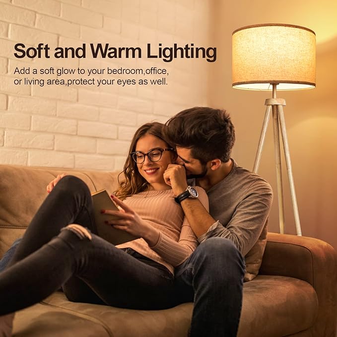 OUTON Tripod Floor Lamp, Floor Lamp with Remote Control, 4 Color Temperature, Modern Dimmable Tall Standing Lamp with Beige Linen Texture Shade for Living Room, Bedroom, Office (Nature Wood)