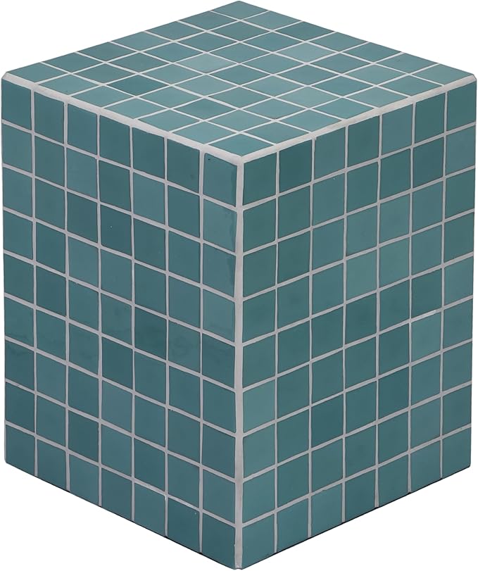 JONATHAN Y END2000A Callista 18" Modern Bohemian Ceramic Tiled Rectangle End Table, Side Table, Accent Table for Living Room, Bedroom, Teal Blue/White