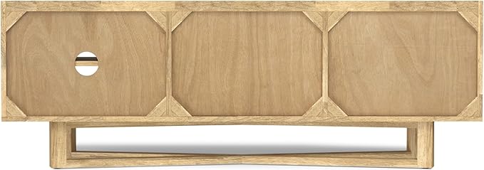 SIMPLIHOME Harrow Solid Mango Wood 60 inch Wide Contemporary Modern TV Media Stand in Natural for TVs up to 65 inches for The Living Room and Entertainment Center