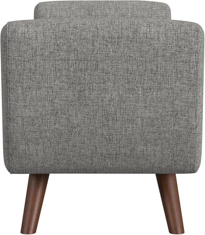 HomePop Modern Storage Bench with Wood Legs Home Décor|Bench with Storage for Living Room & Bedroom - Gray Woven