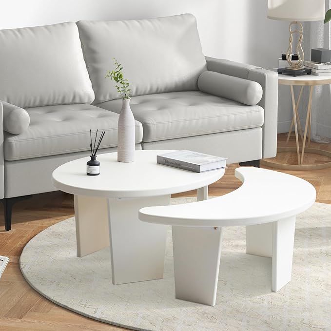 Coffee Table Set of 2, Modern Nesting Tables for Living Room, Accent Table