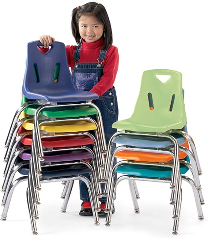 Jonti-Craft Berries 8148JC1114 Stacking Chair with Chrome-Plated Legs, 18" Height, Orange