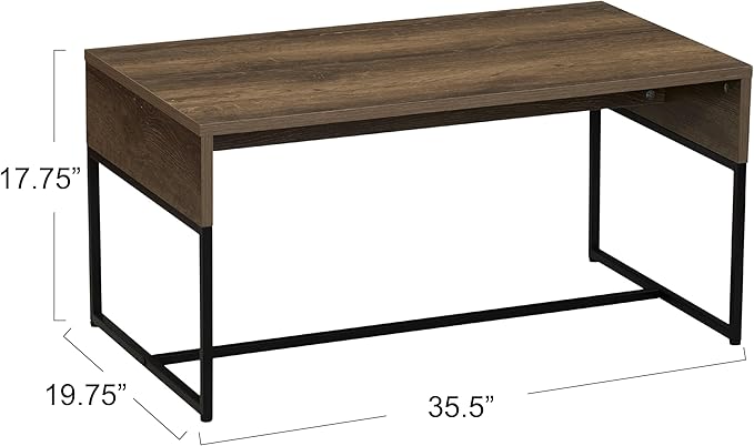 Household Essentials Wrap Rectangular Coffee Table Ashwood Rustic Wood Grain and Black Metal