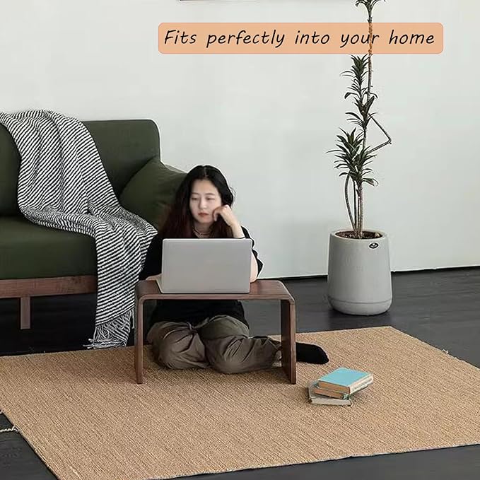 C Shaped End Table 24.4in High, Solid Wood C Side Table for Couch Sofa and Bed, Sofa Tables That Slide Under for Space Saving, Small Snack C Tables for Living Room Bedroom (H 24.4″ - Brown, 1)
