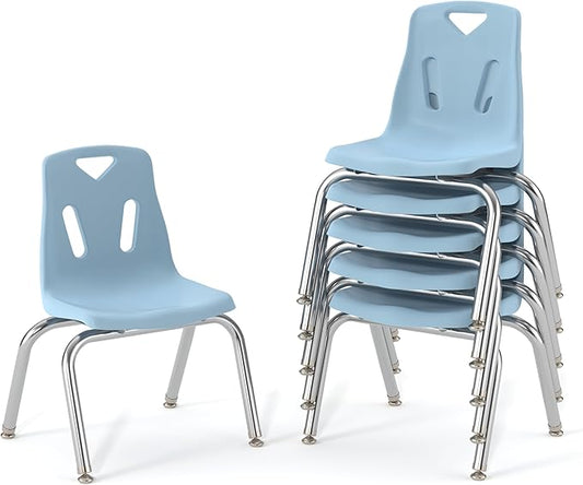 Berries Jonti-Craft 8146JC6131 Stacking Chairs with Chrome-Plated Legs, 16" Height, Coastal Blue, Pack of 6