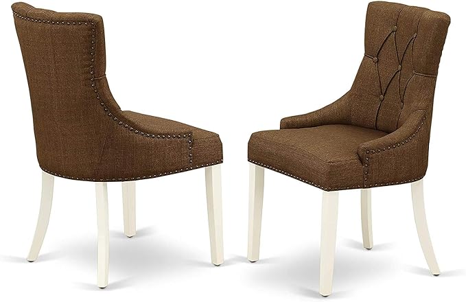 East West Furniture LGFR5-LWH-18 5 Piece Dining Table Set Includes a Rectangle Kitchen Table with Butterfly Leaf and 4 Brown Linen Linen Fabric Upholstered Chairs, 42x84 Inch, Linen White