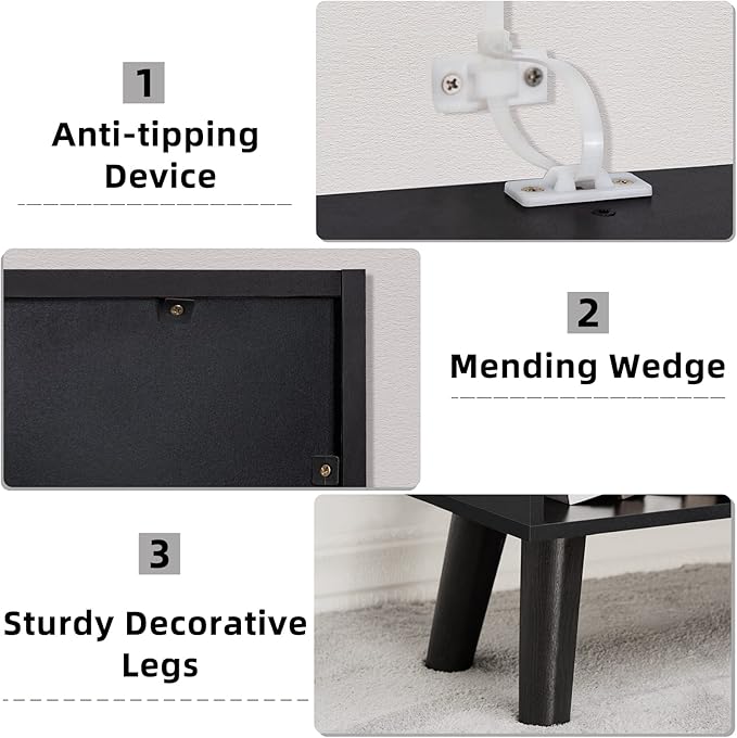 YAHARBO 8 Cube Bookshelf,3 Tier Bookcase with Legs,Black Mid-Century Modern Bookshelves,Large Free Standing Open Storage Organizer Shelf,Tall Wooden Book Case Furniture for Bedroom,Living Room,Office