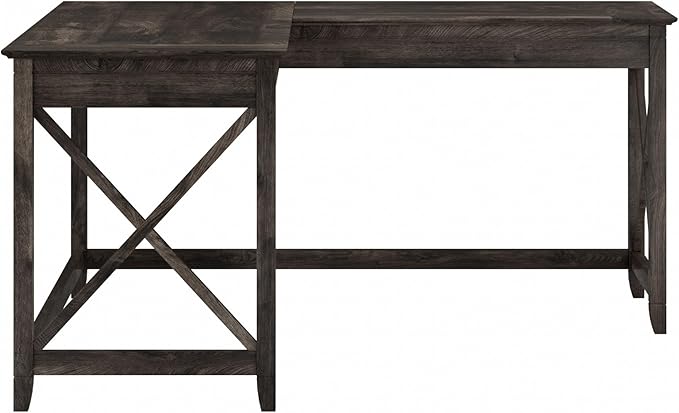 Bush Furniture Key West L Shaped Desk, 60-inch Modern Farmhouse Writing Desk for Home Office