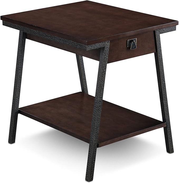 Leick Home 11407 Empiria One Drawer Side Table, Walnut and Foundry Bronze