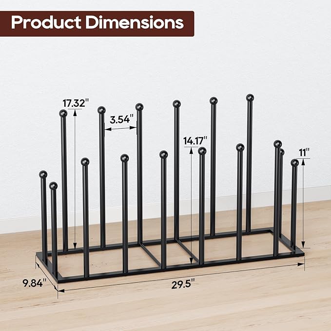 ORLESS Boot Rack Metal Black 8 Pairs Free-Standing Shoe Rack Boot Organizer Storage for Closet Entryway, Garage, Dorm Room, Hallway, Outdoor, Boot Rack