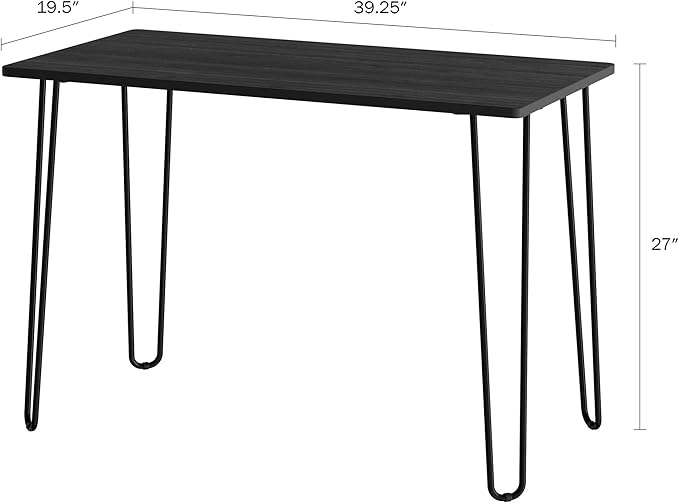 Lavish Home Desk with Hairpin Legs - Modern Industrial Style Home Decor - Woodgrain-Look and Steel Accent Home Office Furniture (Black)
