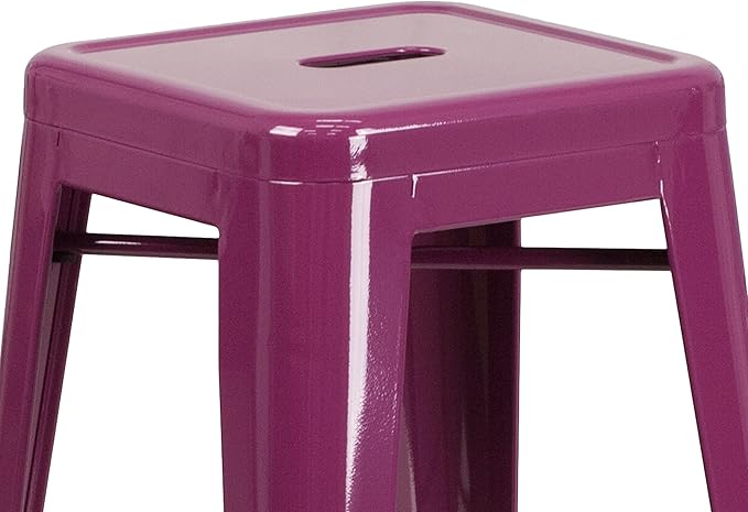 Flash Furniture Commercial Grade 30" High Backless Purple Indoor-Outdoor Barstool