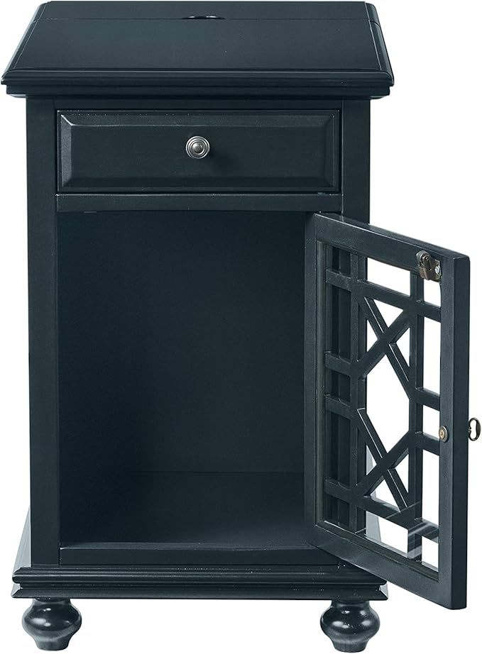 Martin Svensson Home Elegant Chairside End Table with Power, Catalina Blue
