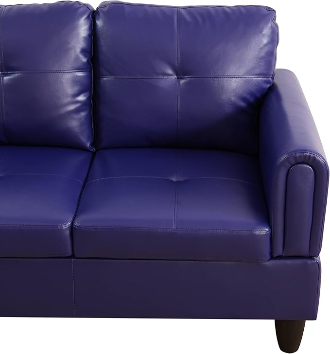 NicBex Sectional Couch 3 Pieces Sofa Set with Right Chaise Faux Leather L Shaped Cloud Couch for Living Room Furniture Sets with Storage Ottoman, Modular Sofa for Living Room & Apartment, Indigo