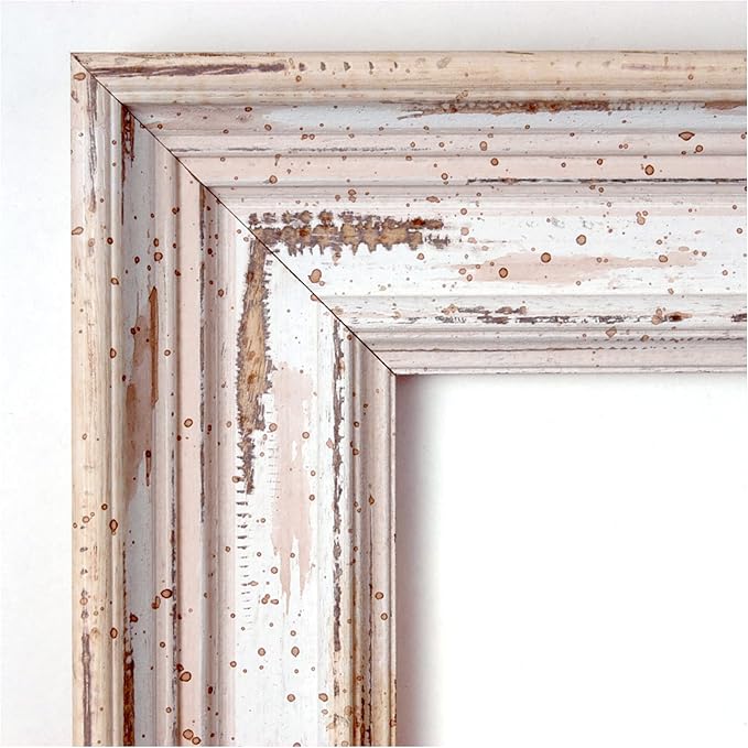 Amanti Art White Bathroom Mirror for Over Sink, 27x33 Alexandria White Wash Rectangle Vanity Mirror, Large Coastal Wood Frame, Hangs Horizonally and Vertically, Bathroom Wall Decor, Beveled Edge