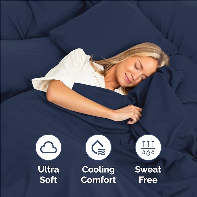 Twin XL Size 3 Piece Sheet Set - Comfy Breathable & Cooling Bed Sheets Set - Hotel Luxury Bedding for Women, Men, Kids, Teens, Boys & Girls - Deep Pockets, Soft, Wrinkle Free - Oeko-Tex - Navy Blue