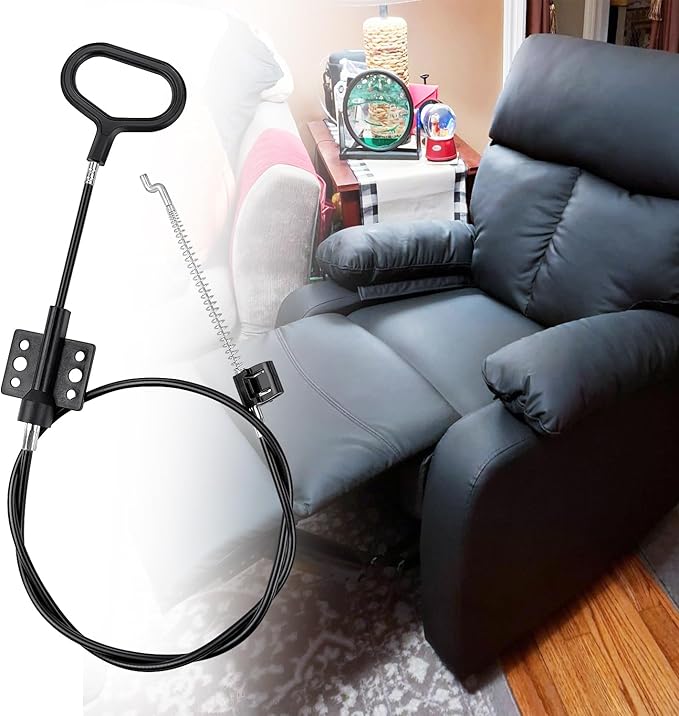yuntop Sofa Recliner Cables Sofa and Reclined Chair Replacement Part D Ring Couch Recliner Pull Handle with S Tip for Cable Total Length 36.5 Inch Exposed Length 5Inch (1 Pack Black)