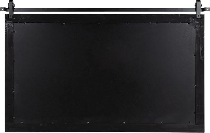 Kate and Laurel Cates Farmhouse Horizontal Wood Framed Wall Mirror; 38 x 27; Walnut Brown; Barn Door-Inspired Decorative Hanging Mirror for Wall Decor