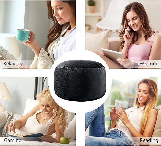 3 Ft Large Bean Bag Chairs for Adults/Teens with Memory Foam Filling, Comfy Bean Bag Sofa with Filler Included, Soft Dutch Velvet Fabric Beanbags,3 Foot, Black