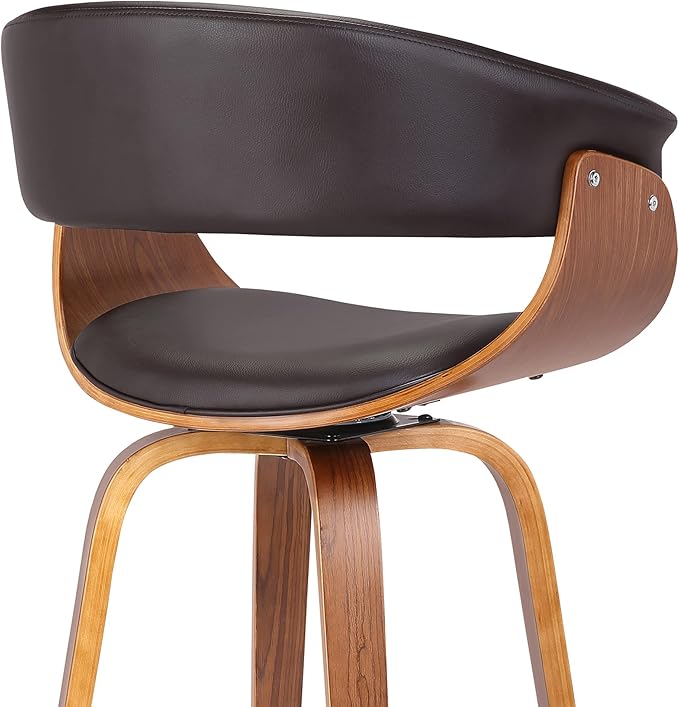 Armen Living Julyssa Mid-Century Swivel Counter Height Barstool, 26", Brown
