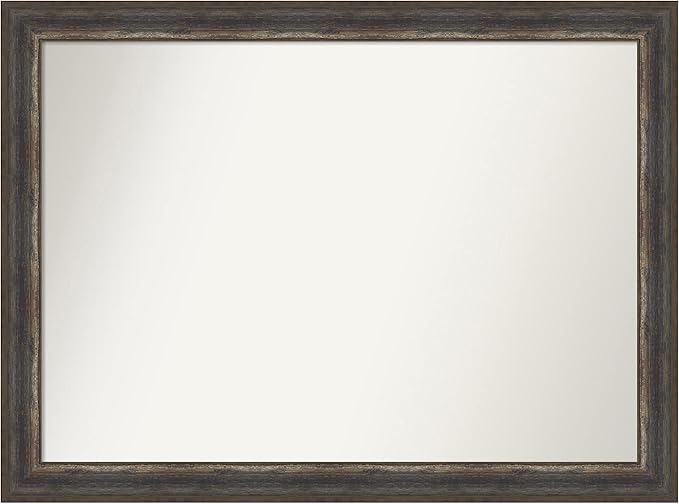 Amanti Art Brown Bathroom Mirror for Over Sink, 32x43 Alta Medium Brown Rectangle Vanity Mirror, X-Large Country Rustic Frame, Hangs Horizonally and Vertically, Bathroom Wall Decor, Non-Beveled Edge