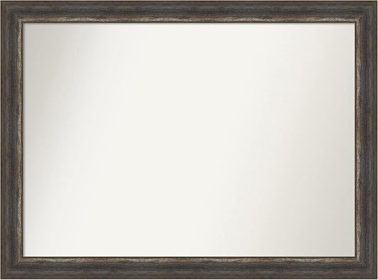 Amanti Art Brown Bathroom Mirror for Over Sink, 32x43 Alta Medium Brown Rectangle Vanity Mirror, X-Large Country Rustic Frame, Hangs Horizonally and Vertically, Bathroom Wall Decor, Non-Beveled Edge