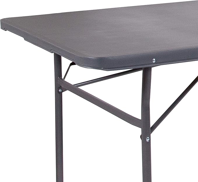 Flash Furniture 6' Rectangular Plastic Folding Event Table with Carrying Handle, Bi-Fold Portable Banquet Table for Indoor/Outdoor Events, Dark Gray
