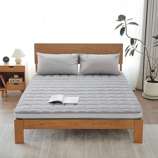 Welnow Japanese Futon Floor Mattress, Twin Size Thick Tatami Mat Portable & Foldable Roll Up Floor Bed Mattress with Storage Bag, Sleeping Pad for Adults, Dorm, Guest Bed, Camping and Travel, Grey