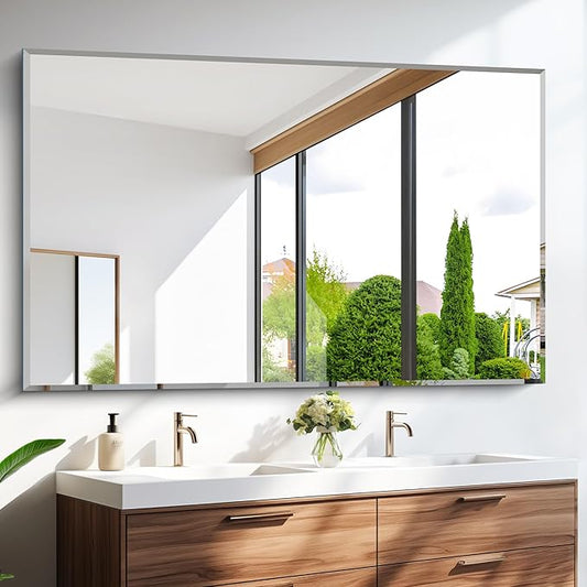 60x36 Large Beveled Mirror, Frameless Beveled Bathroom Mirrors for Over Sink, Upgraded Shatterproof Beveled Frameless Vanity Mirror for Bathroom,Bedroom,Living Room and Entryway